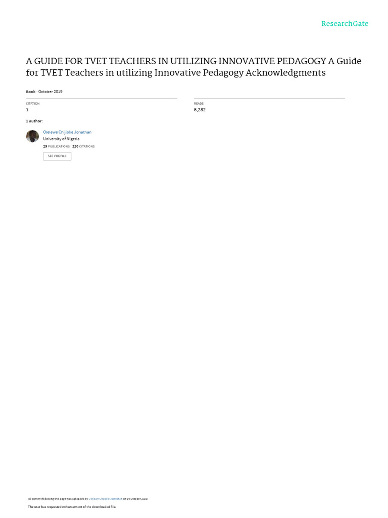 Innovative Pedagogy for TVET Teachers | PDF | Learning | Pedagogy