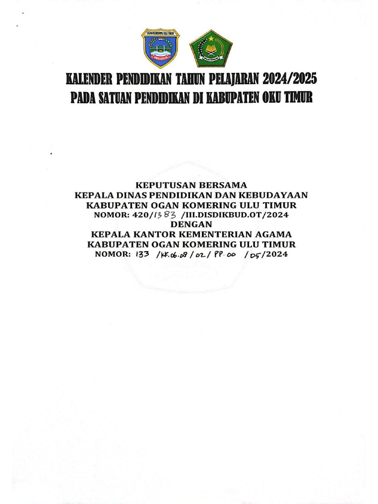  Kalender Pendididkan 2024 2025 