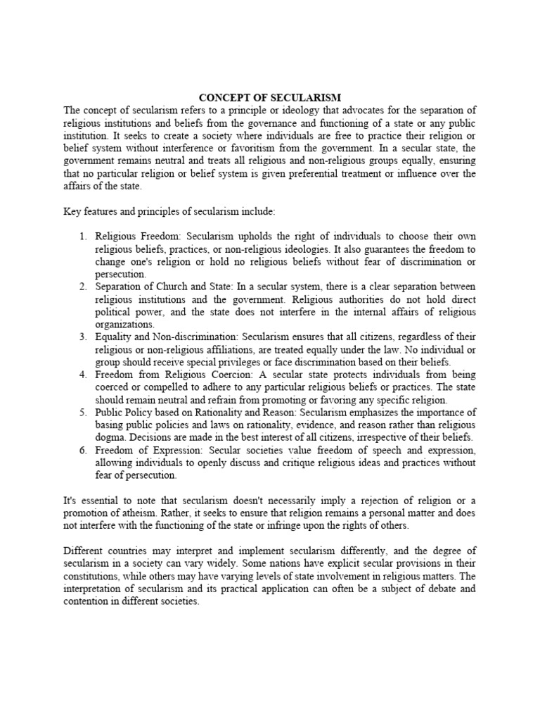 Understanding Secularism and Its Impact | PDF | Secularism | Separation ...