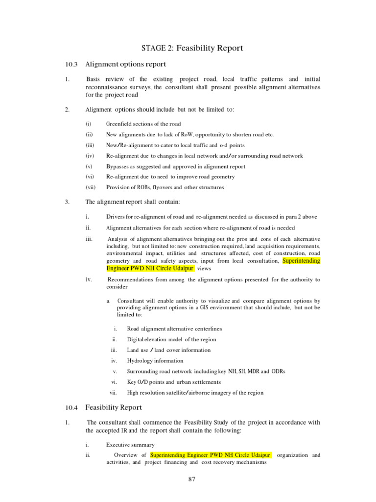 Road Alignment Options and Feasibility Report | PDF | Specification ...