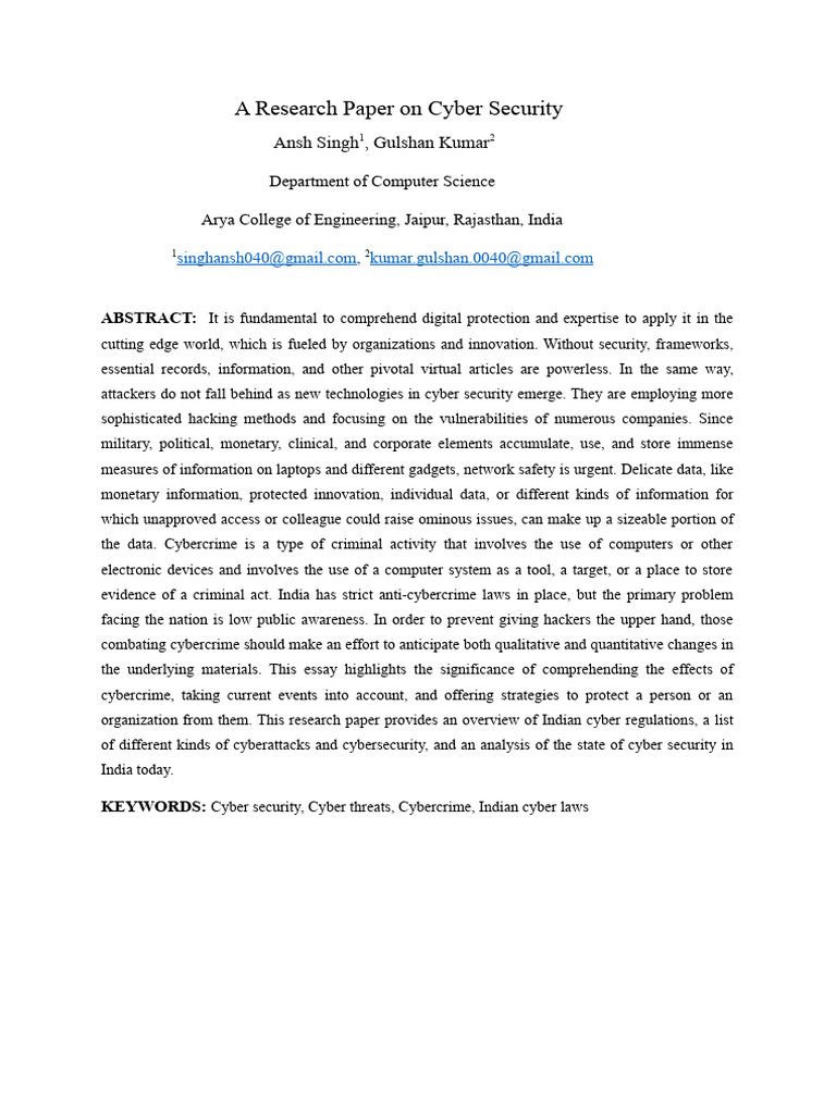 Cyber Security Research in India | PDF | Computer Security | Security