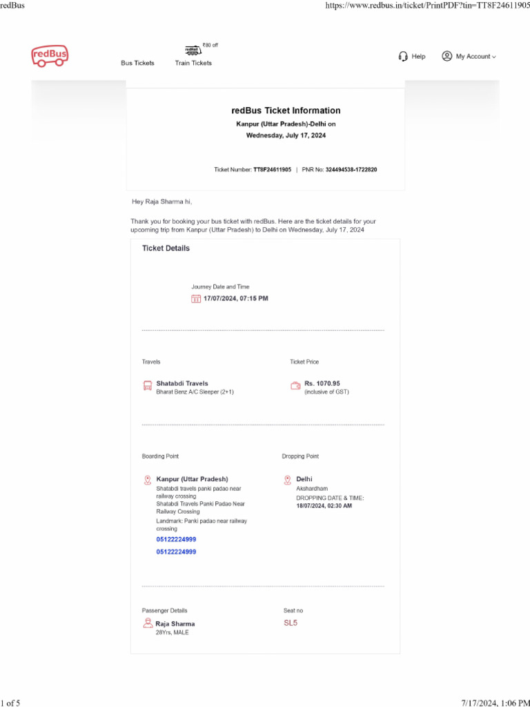 Raja Ticket | PDF | Bus