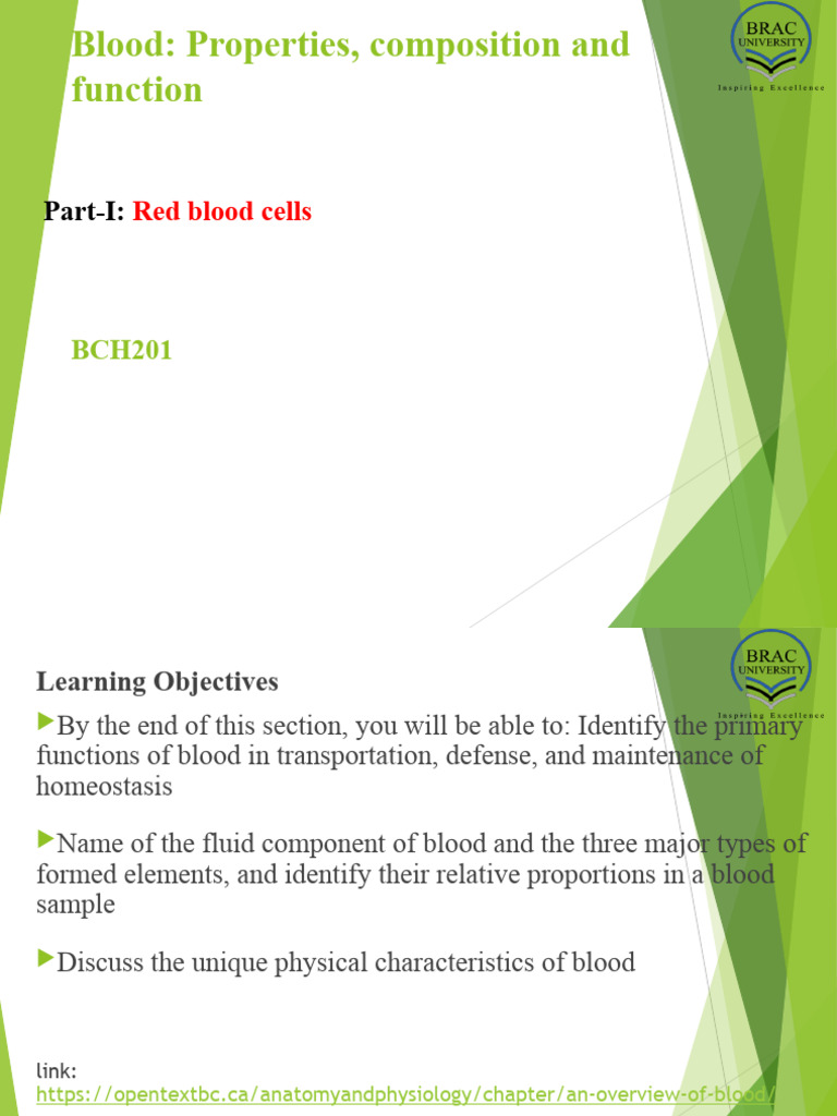 Blood Functions and Red Cell Composition | PDF | Blood | Red Blood Cell