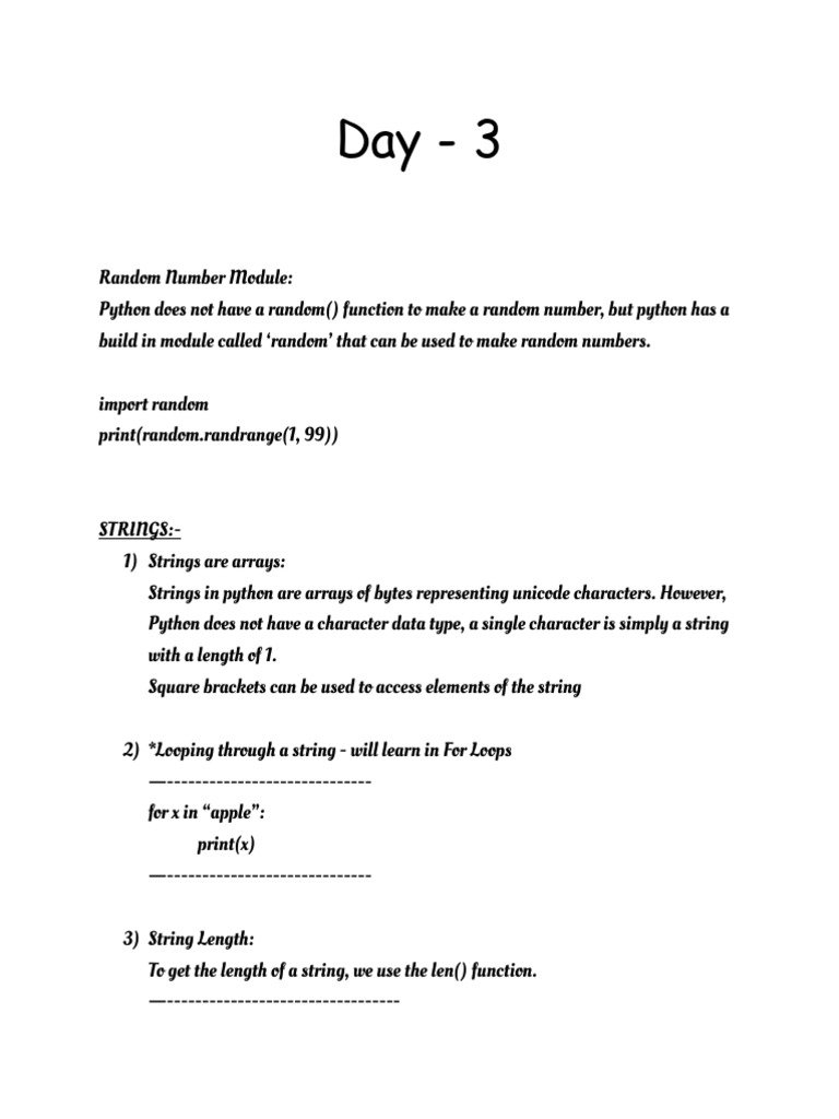 Day - 3 | PDF | String (Computer Science) | Python (Programming Language)