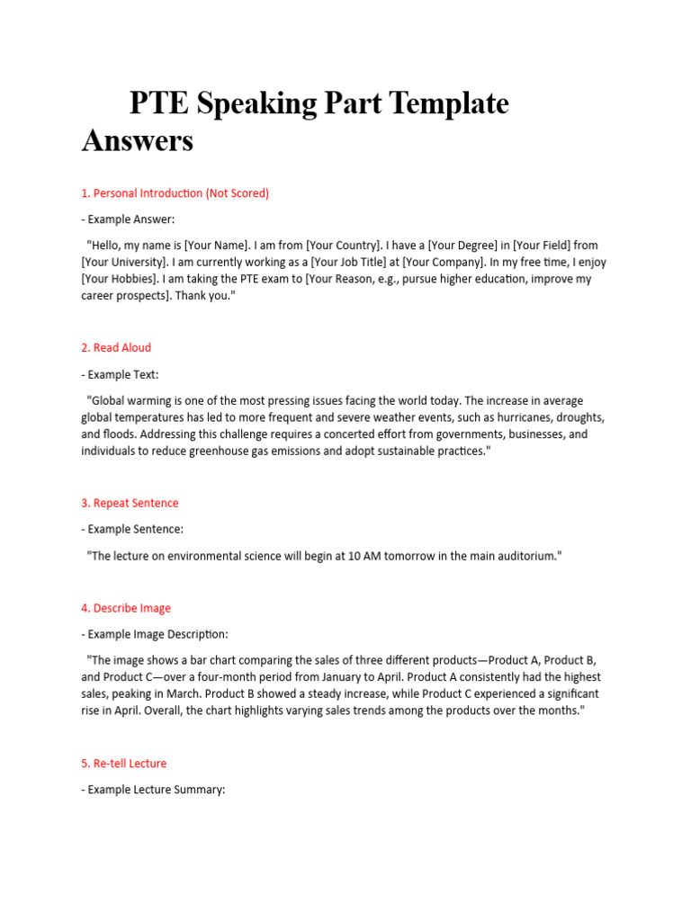 PTE Speaking Part Template Guide | PDF | Retail | Social Media