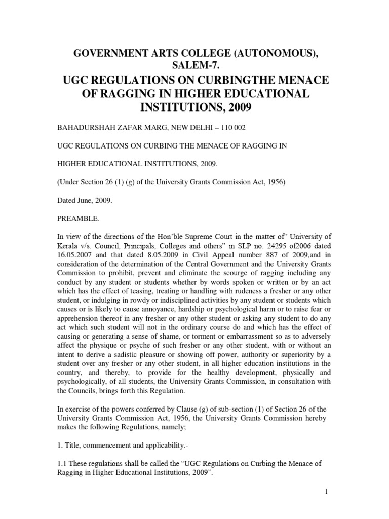 Ragging Regulations | PDF | Crimes | Crime & Violence