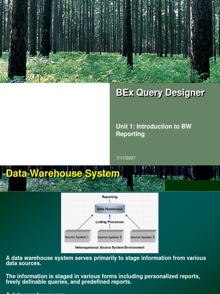 Unit 1 Introduction To BW Reporting | PDF | Data Warehouse ...