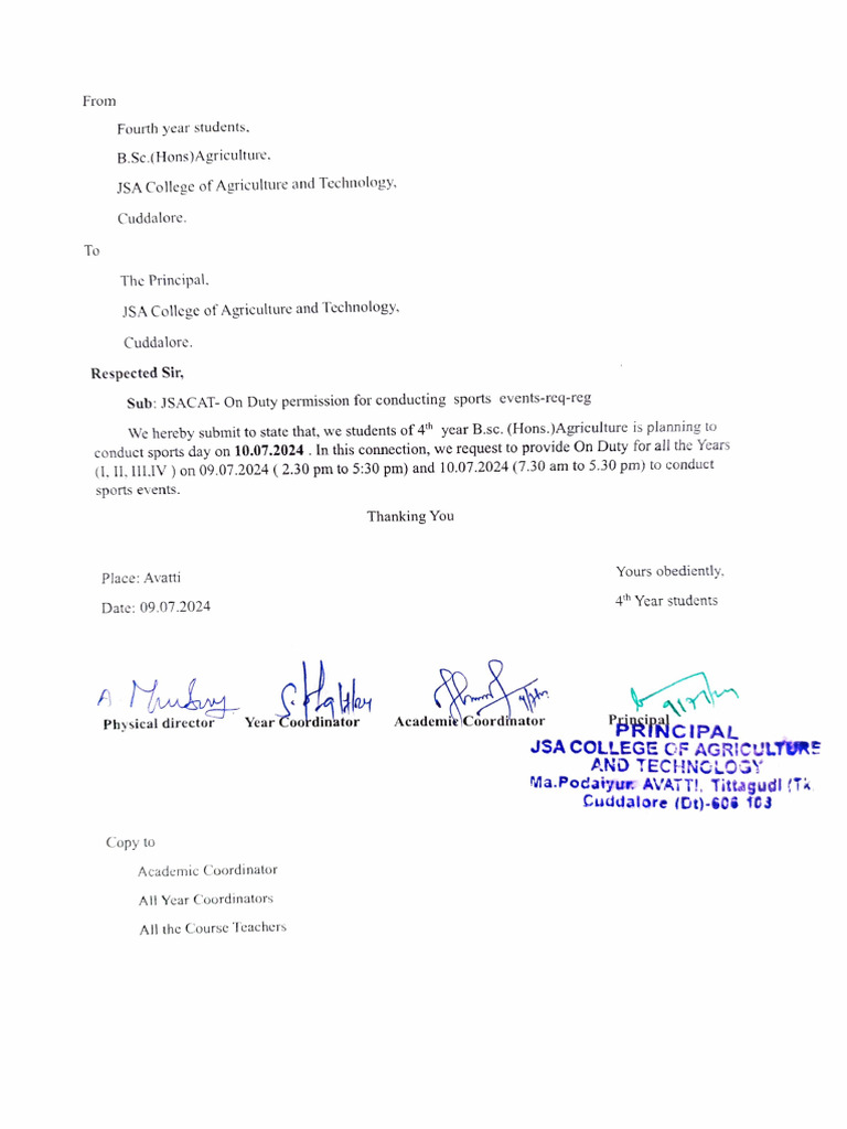 Sports Day Od Letter 2024 | Download Free PDF | Academic Degree ...