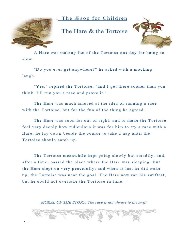 The Æsop for Children - THE HARE AND THE TORTOISE | PDF
