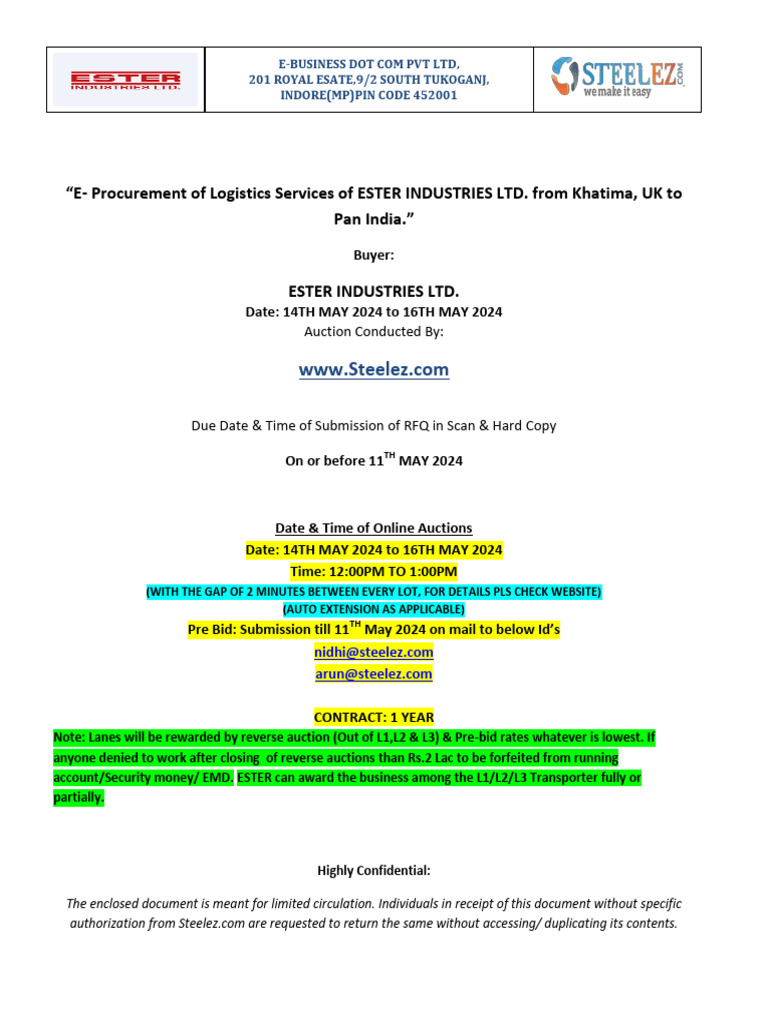AUCTION_ESTER_INDUSTRIES_LTD_14TH_MAY_2024 PDF Taxes Plastic