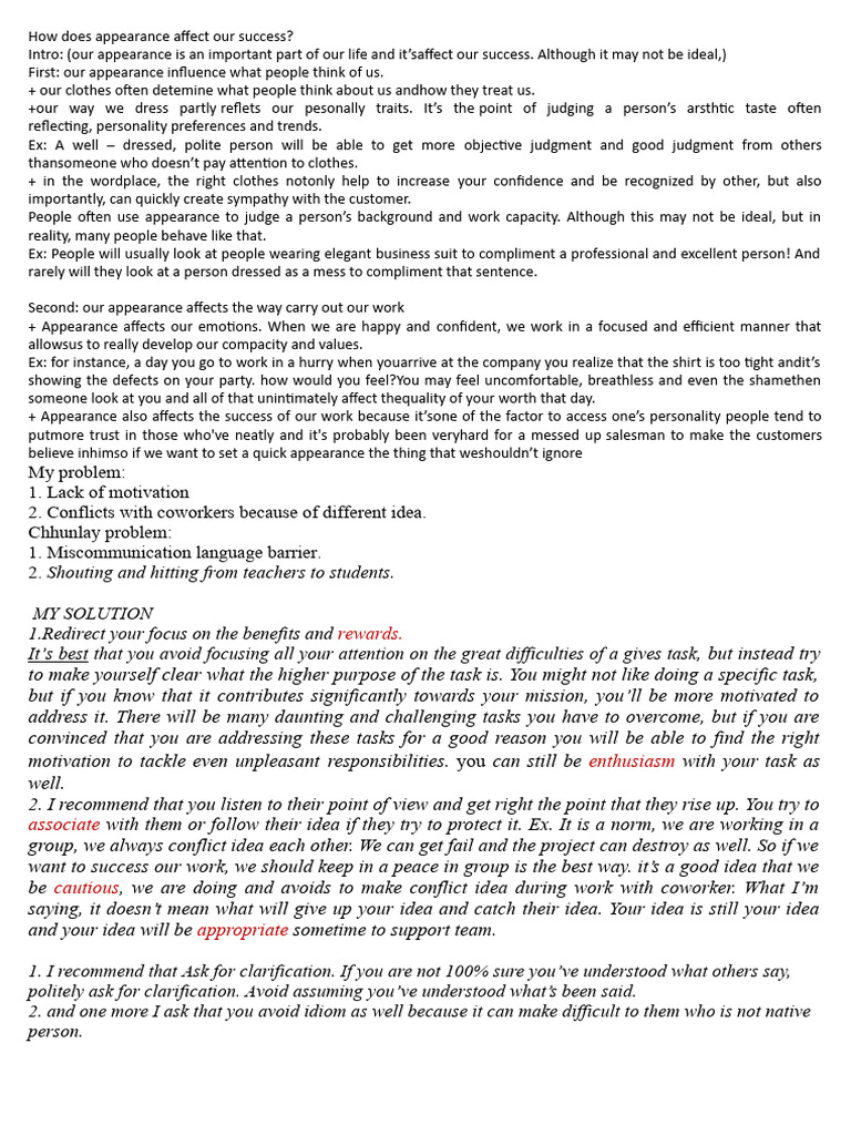 Impact of Appearance on Success | PDF | Motivation | Motivational