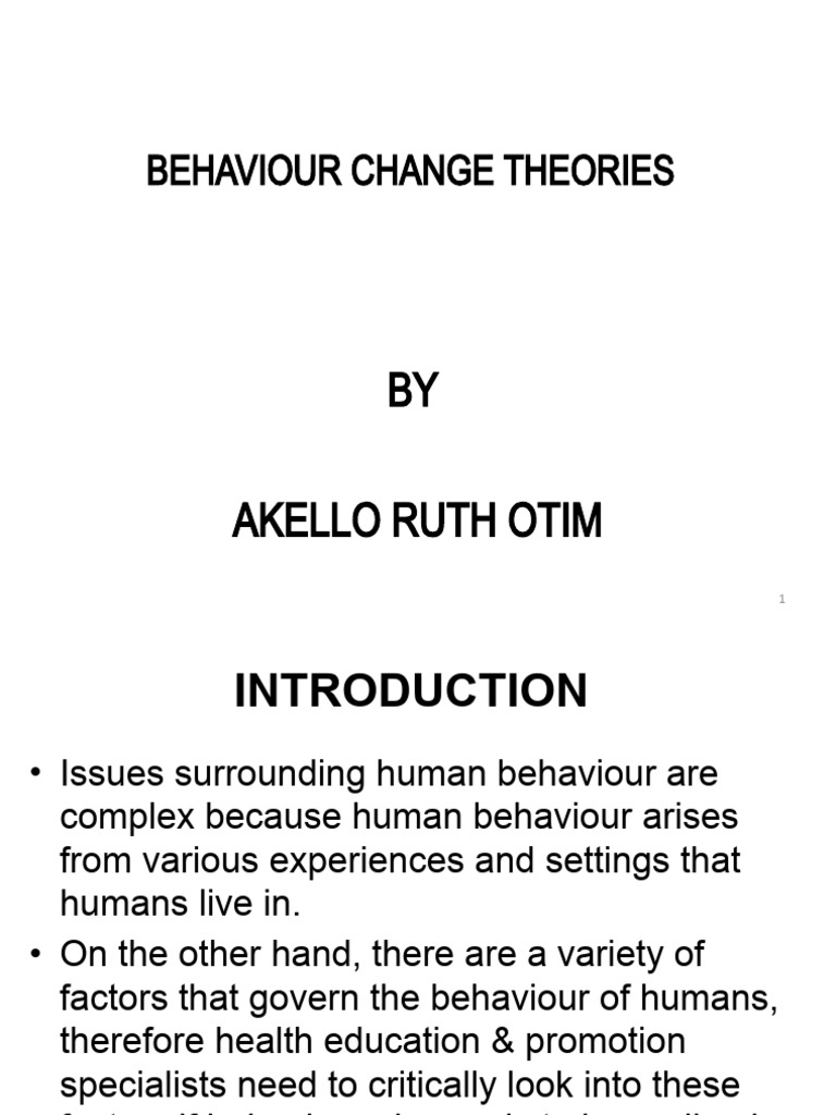 Theories of Behaviour Change Explained | PDF | Behavior | Intention