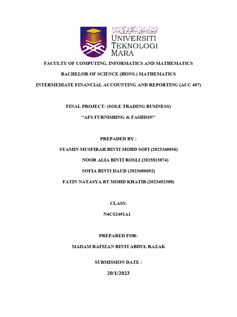 Final Project Account (1st Draft) | PDF | Sole Proprietorship | Business