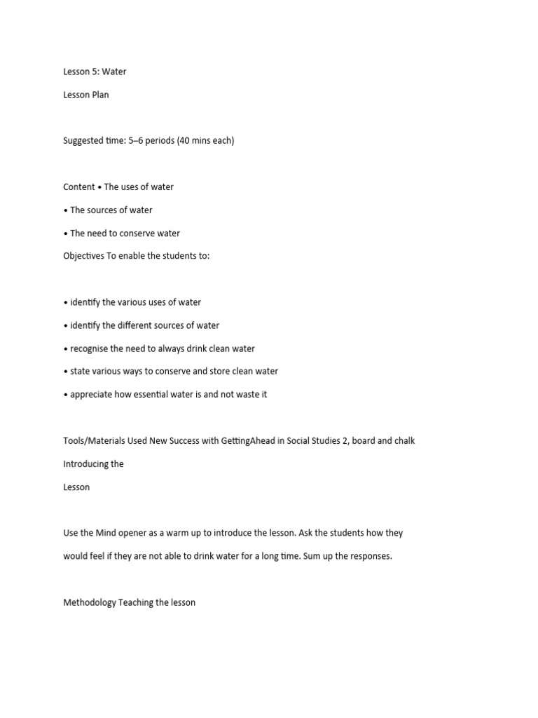 Lesson 5 Water | Download Free PDF | Water