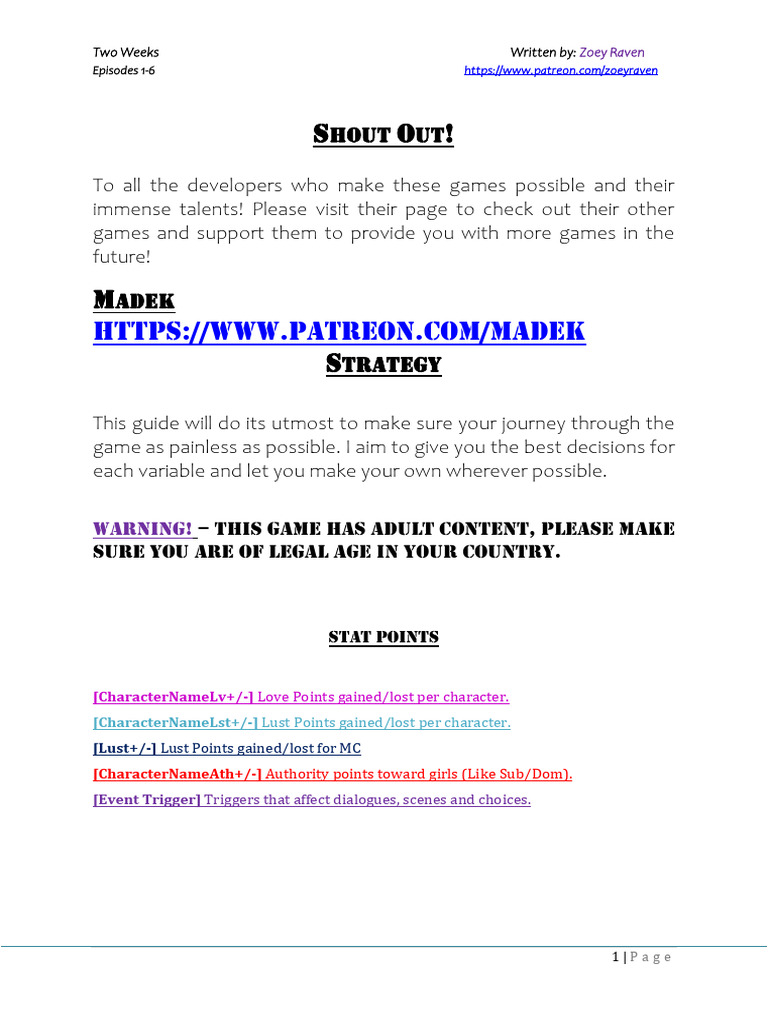Two Weeks: Complete Walkthrough Guide | PDF