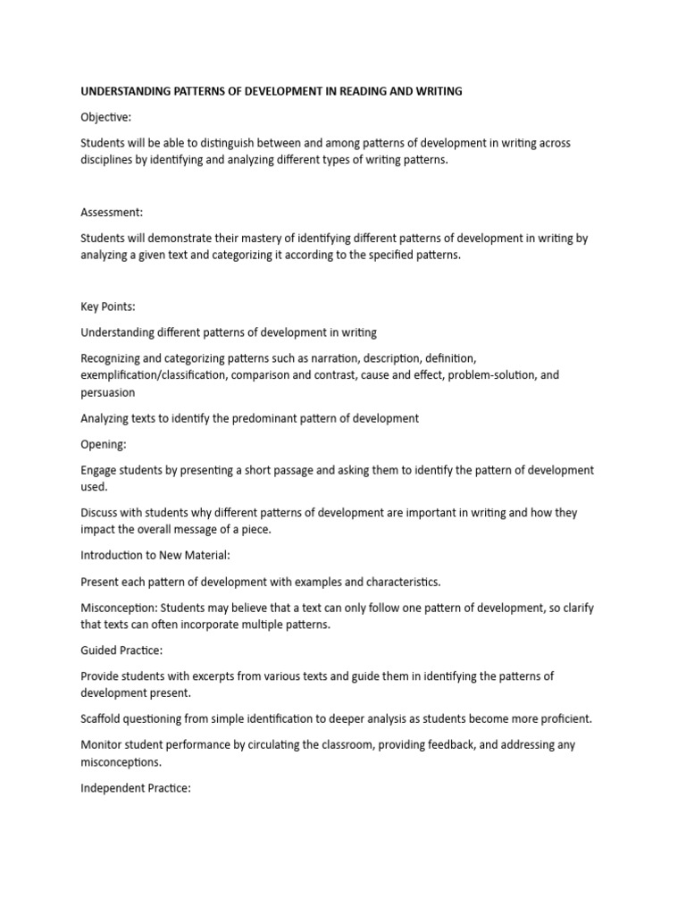 Writing Patterns for Students | PDF | Writing | Cognition