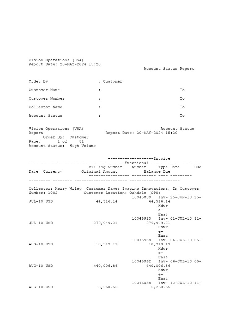 005 - Account Status Report | PDF | United States Dollar | Banking