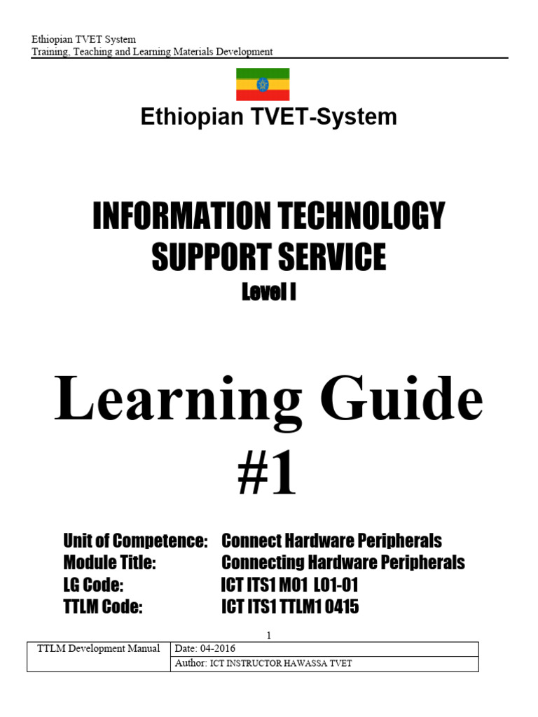 Information technology support service learning guide 1 pdf
