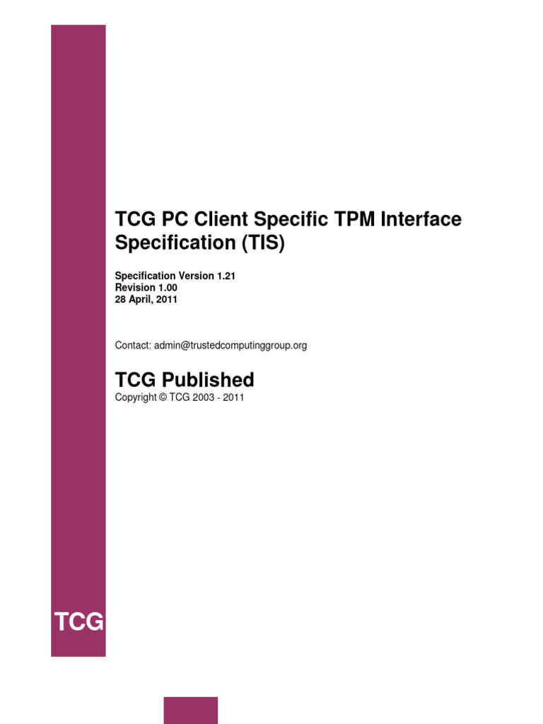 Tcg pcclienttpmspecification 1 21 1 00 final pdf operating system