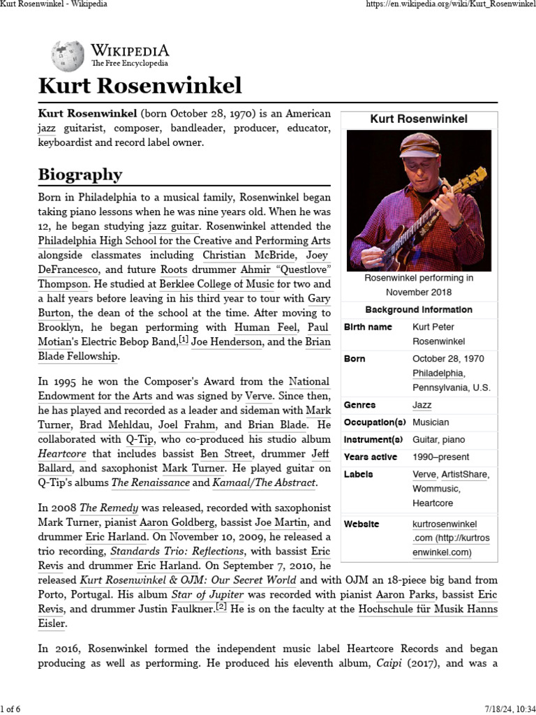 Kurt Rosenwinkel: Jazz Guitarist & Composer | PDF | Jazz