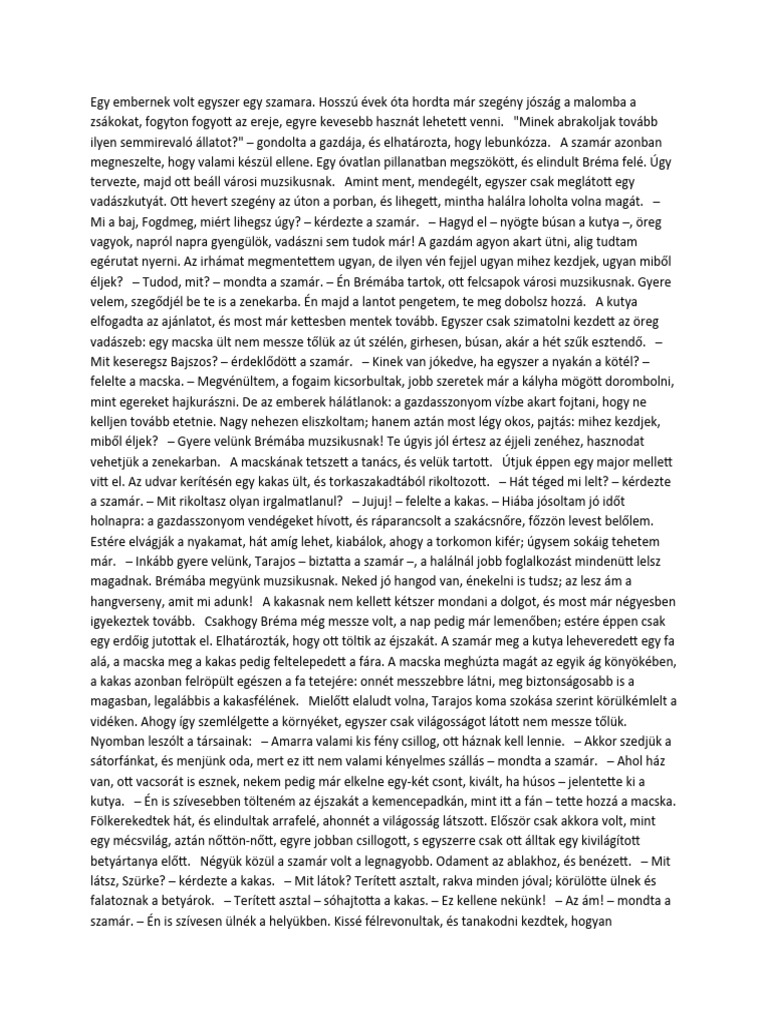 Mese Emberek És Állatok Barátságáról | PDF