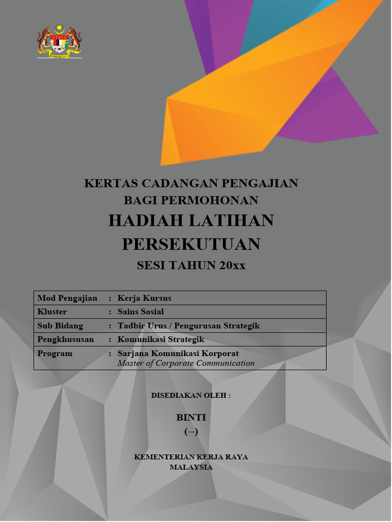 Kertas Cadangan Pelan Pengajian Program Sarjana (Secara Kerja Kursus ...
