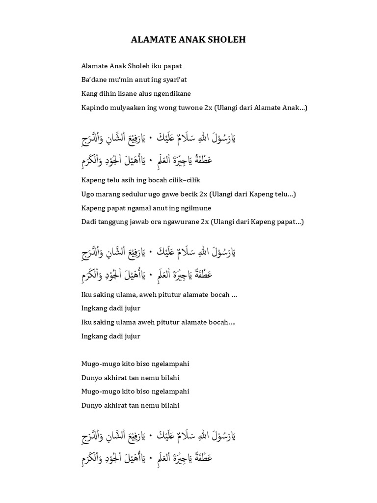 Alamate Anak Sholeh | PDF