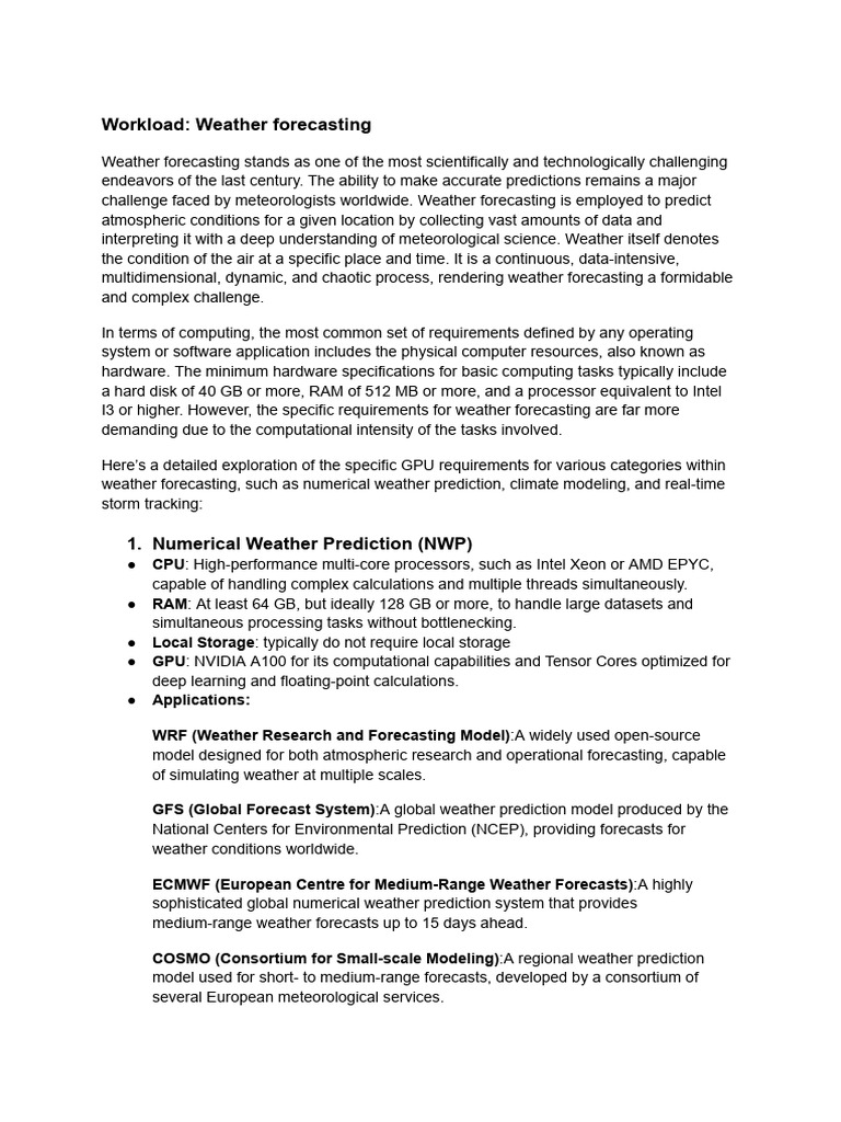 Weather Forecasting Hardware Requirements | PDF | Tropical Cyclones ...