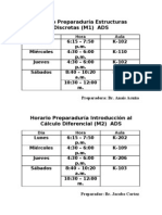 Horario PreparaduríaADS 2011-1