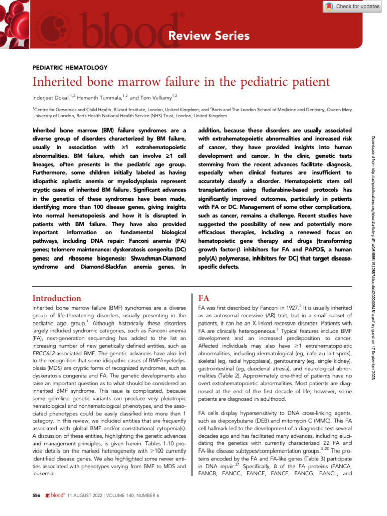 Inherited BM Failure Syndromes | PDF | Genetic Disorder | Dominance ...
