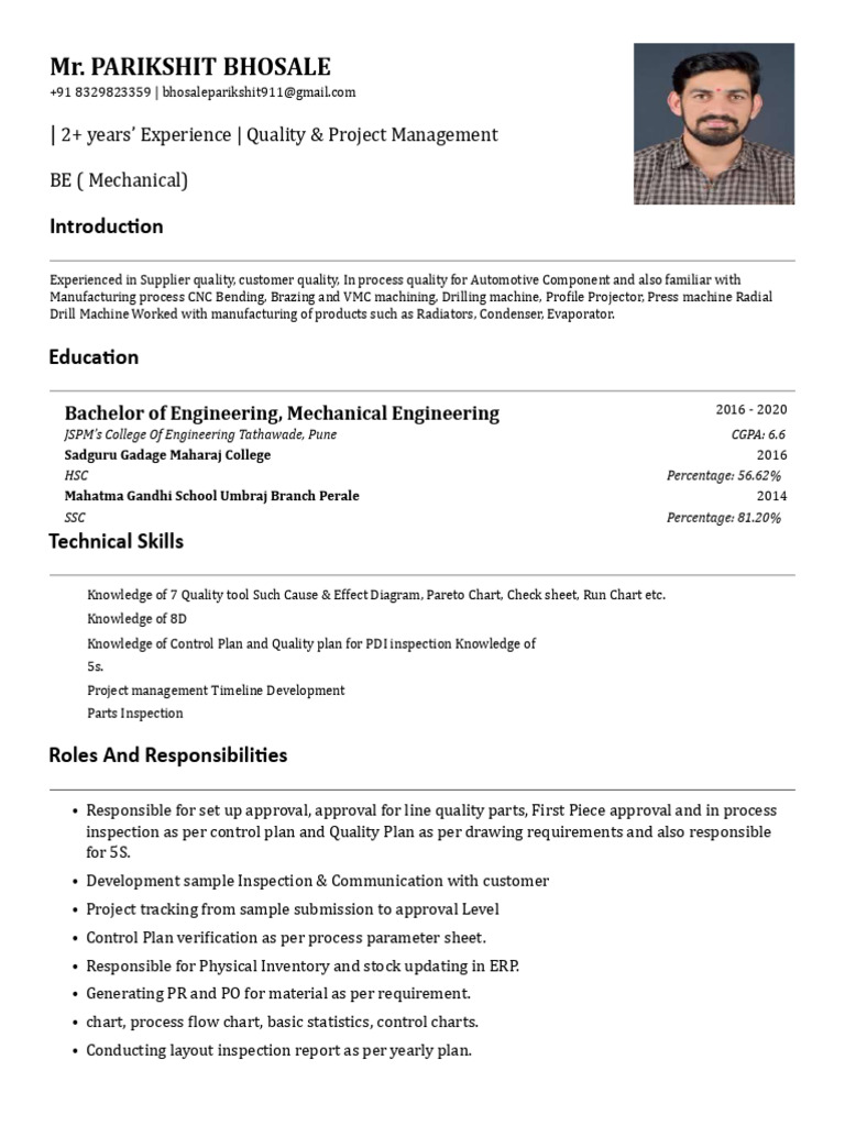 2 Yrs Experience Project Management & Quality | PDF | Engineering