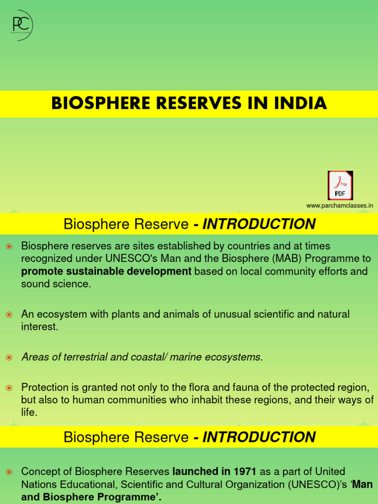 Biosphere Reserves Parcham Classes | PDF | Environmental Conservation ...