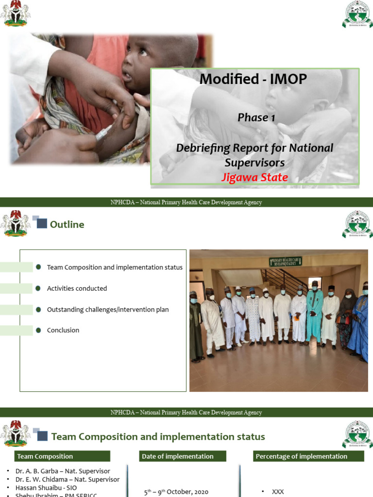 Jigawa IMOP Phase 1 Debrief Report | PDF | Primary Care | Public Services