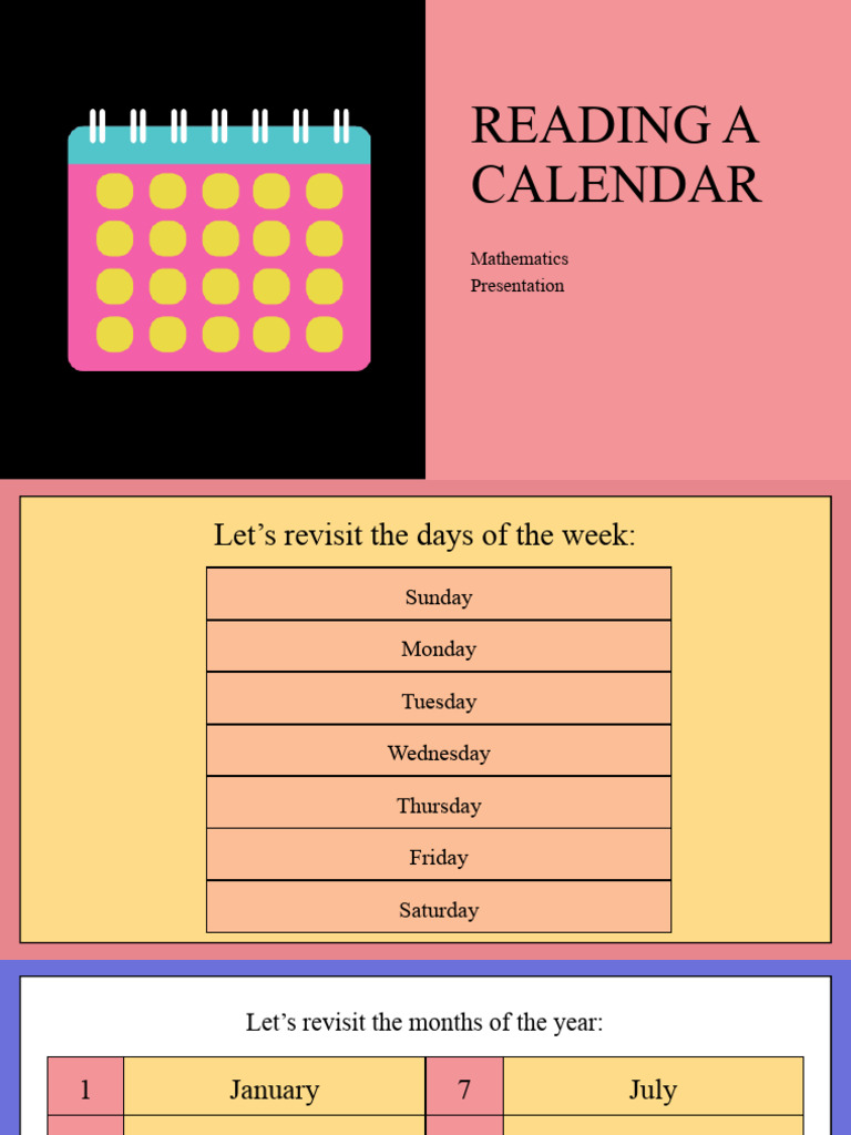 Reading A Calendar Mathematics Presentation in Colourful Grid Style