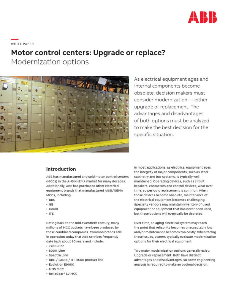 Modernizing ABB MCC Lineup Options | PDF | Electrical Engineering ...