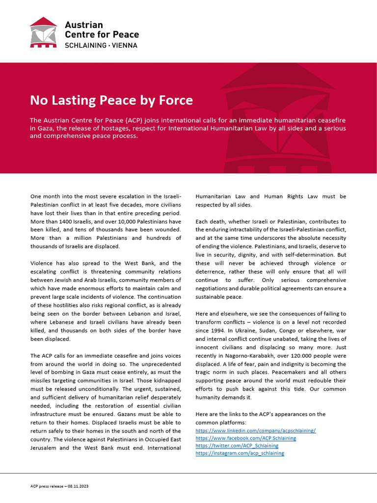 Press Release Middle East Conflict - 8 Nov 2023 - FINAL | PDF | Israel