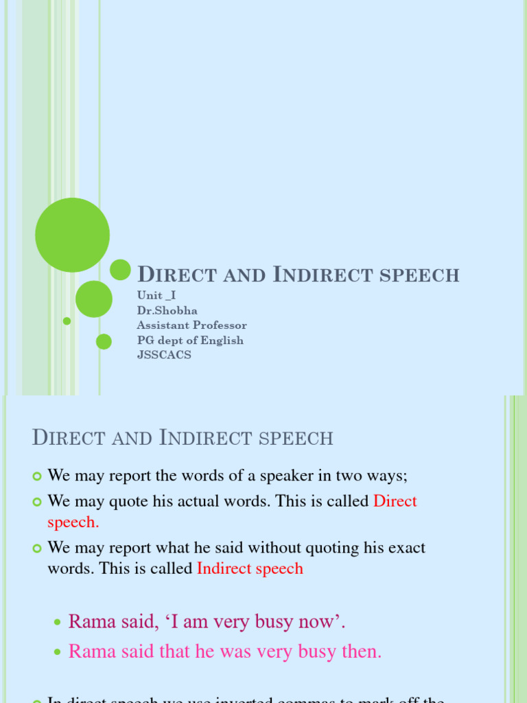Direct and Indirect Speech Explained | PDF | Verb | Grammatical Tense