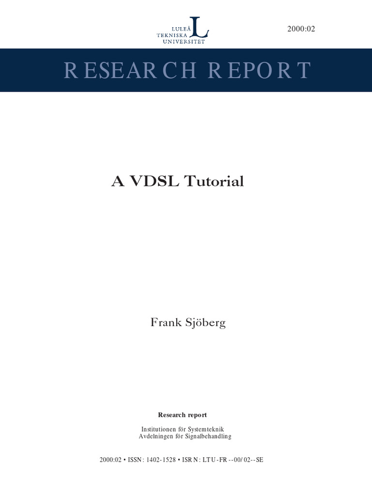 VDSL Tutorial and Research Report | PDF
