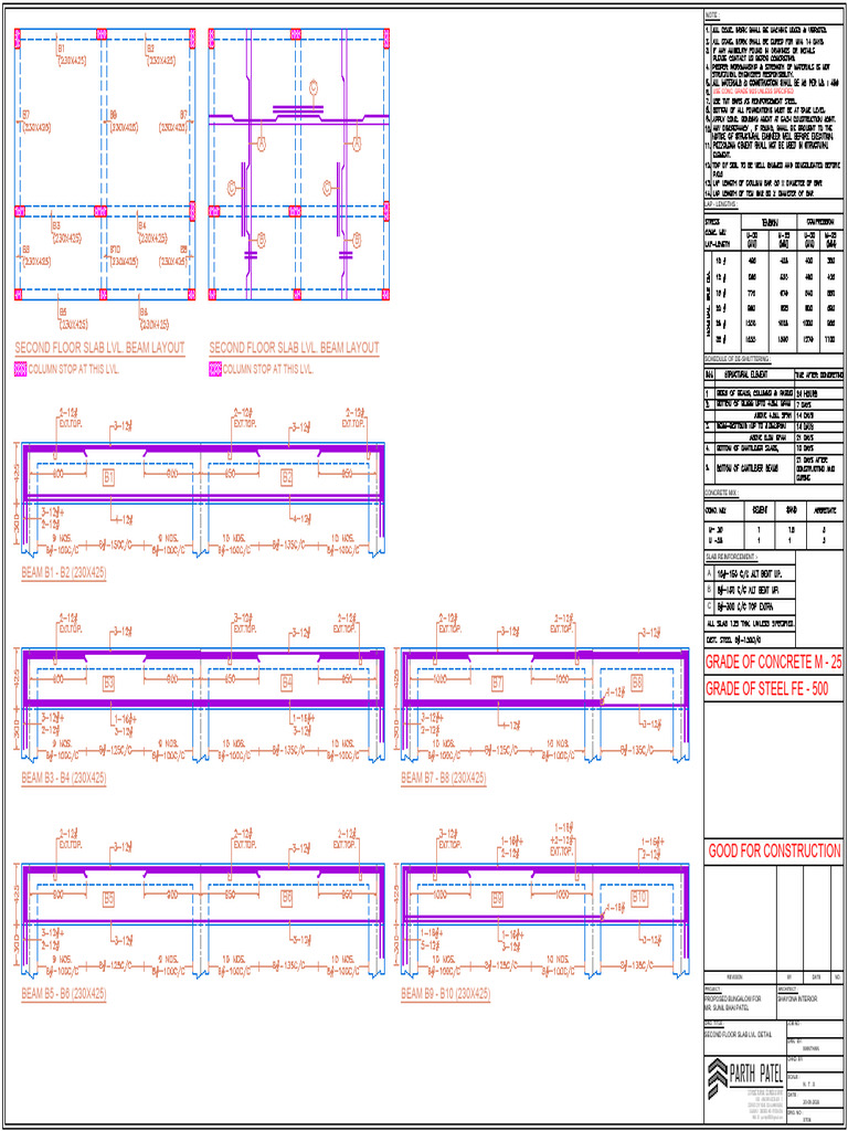 MR - Sunil Bhai Patel - Second Floor Slab LVL - Detail 22.05.24 | PDF