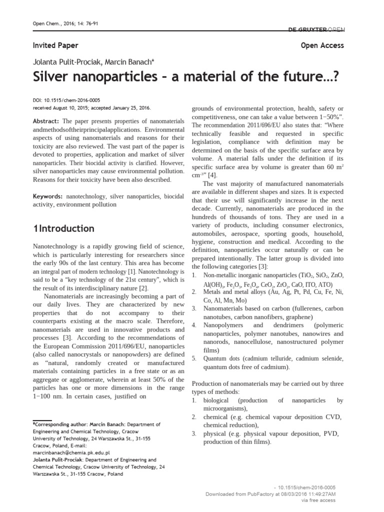 Silver Nanoparticles - A Material of The Future | PDF | Nanomaterials ...