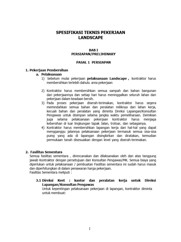 Spesifikasi RKS Proyek Landscape | PDF