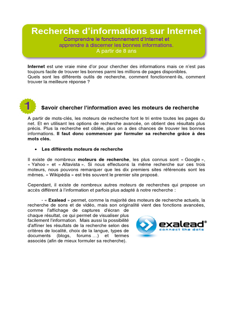 Recherche efficace sur Internet | PDF | Wikipédia | Recherche d'information