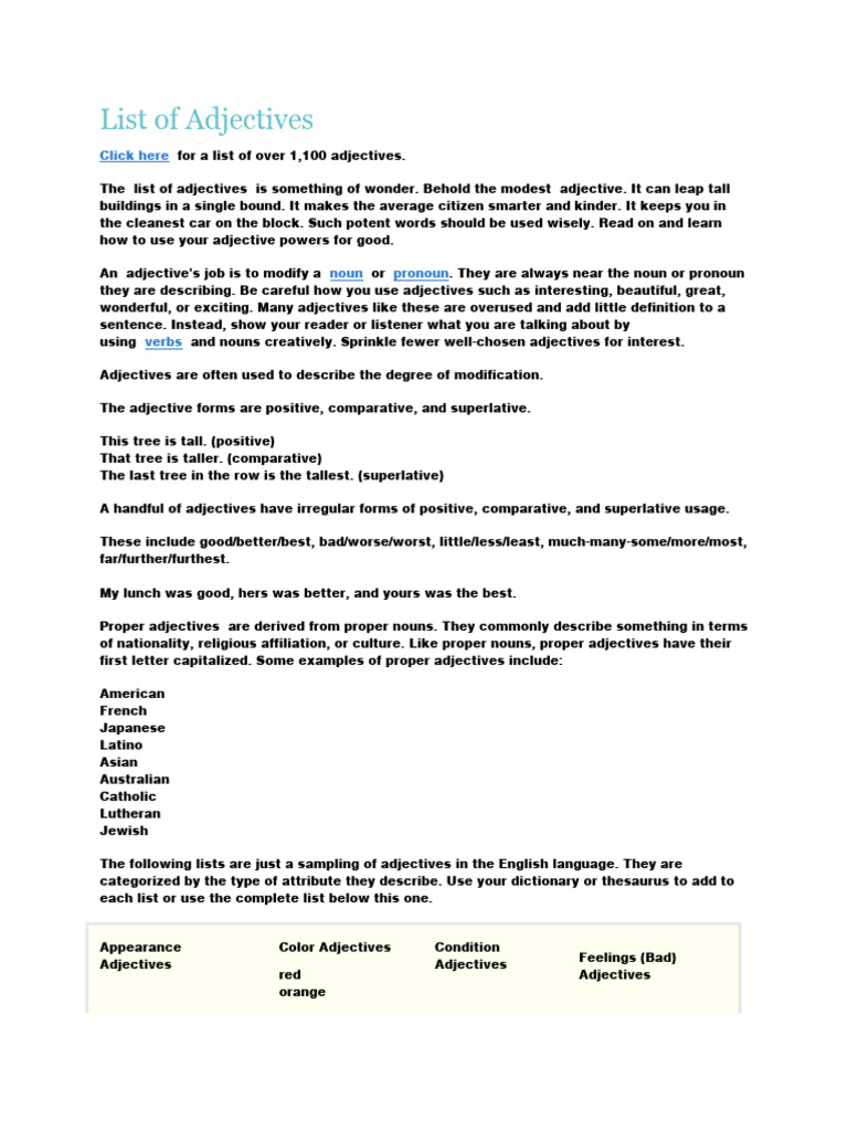 Dynamic Adjectives Explained | PDF | Adjective | Noun