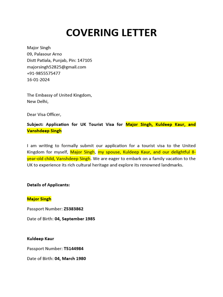 UK Tourist Visa Application for Family | PDF | Travel Visa