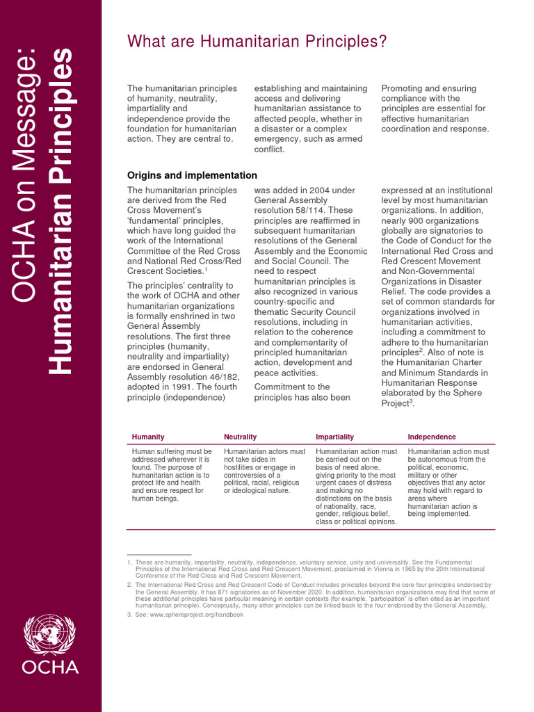 OCHA's Humanitarian Principles Guide | PDF | Aids | Social Ethics