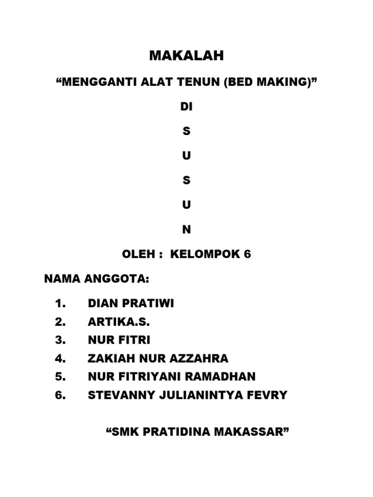Makalah bed making pdf