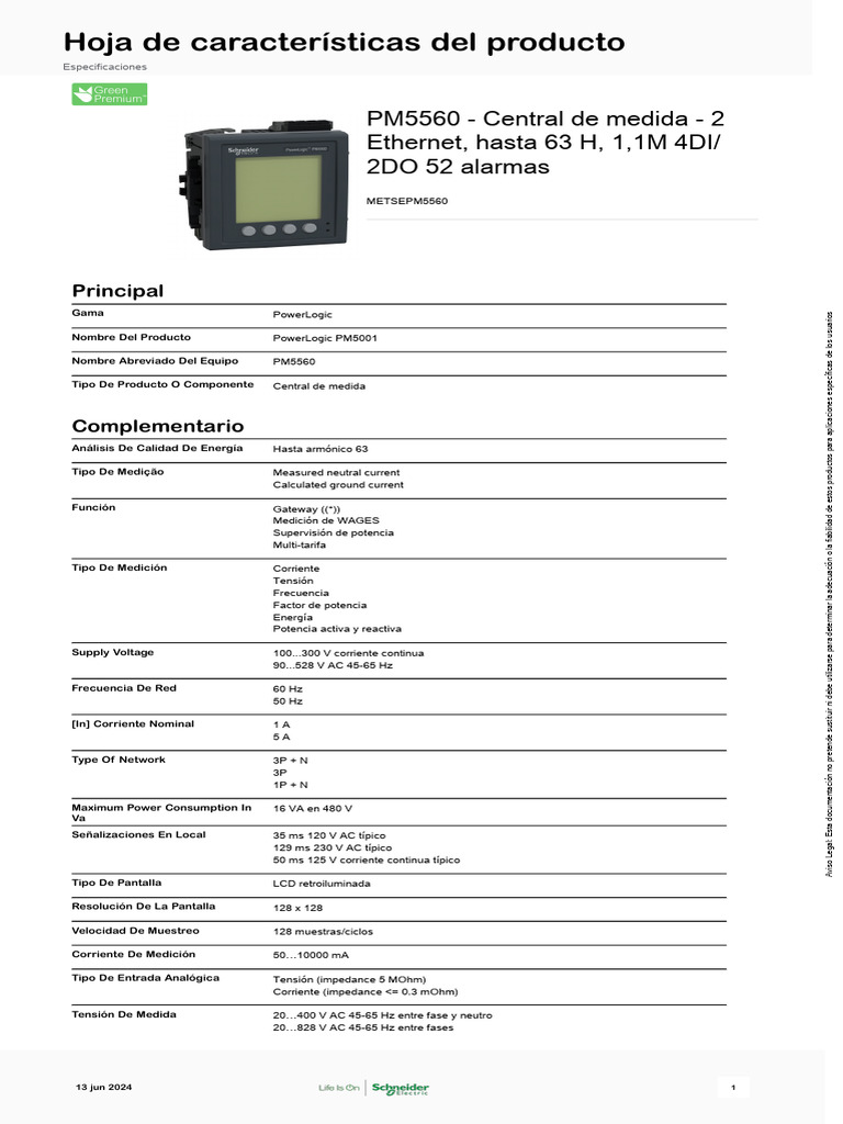 Schneider Electric - Gama-PowerLogic-PM5000 - METSEPM5560 | PDF ...