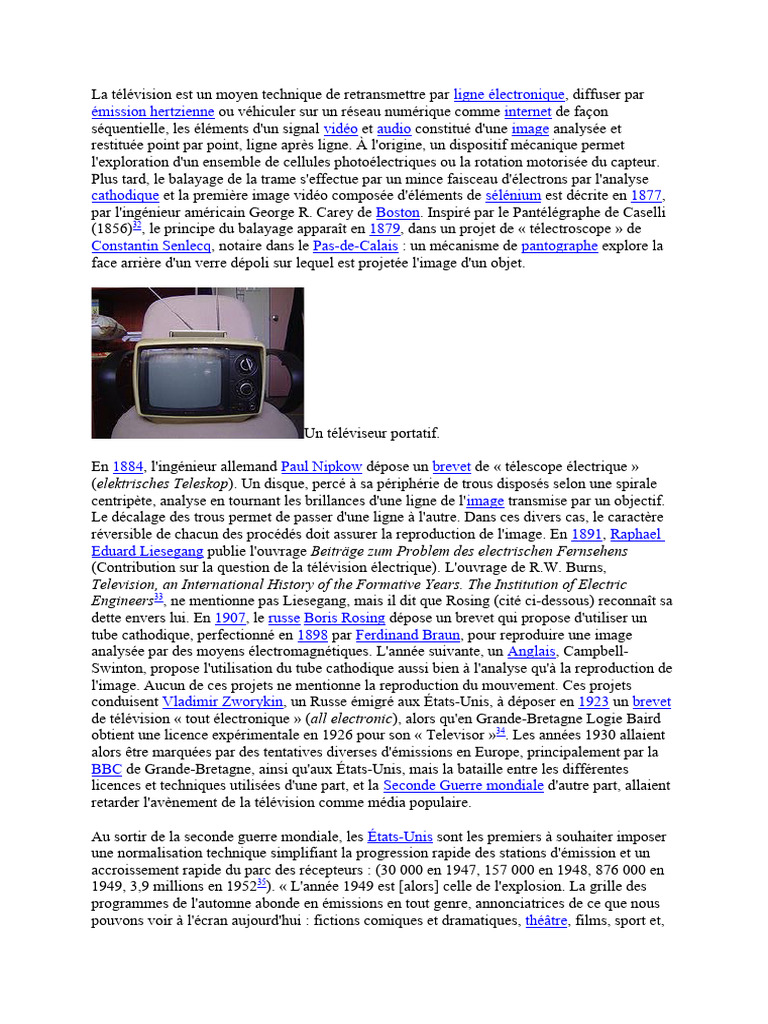 Histoire de la télévision portable | PDF | Télévision | Formats de média