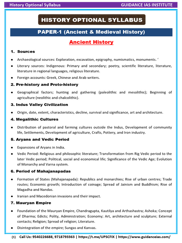 History Optional Upsc Syllabus Pdf Mughal Empire British Raj