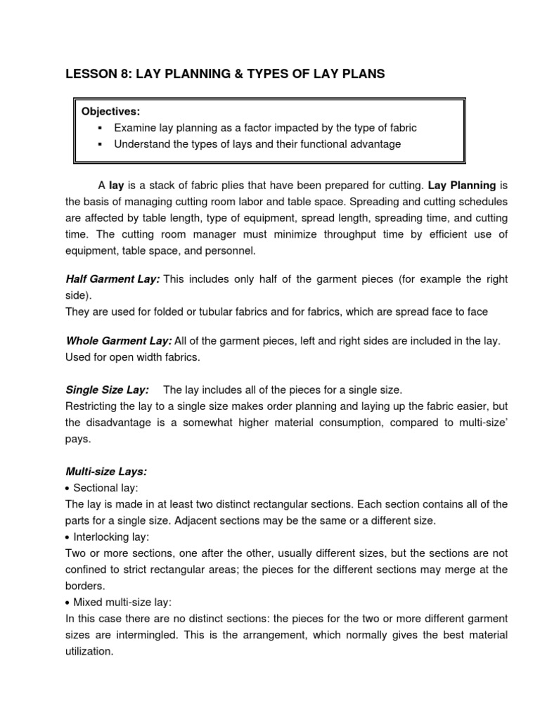 Lay Planning Types | PDF | Clothing | Nature
